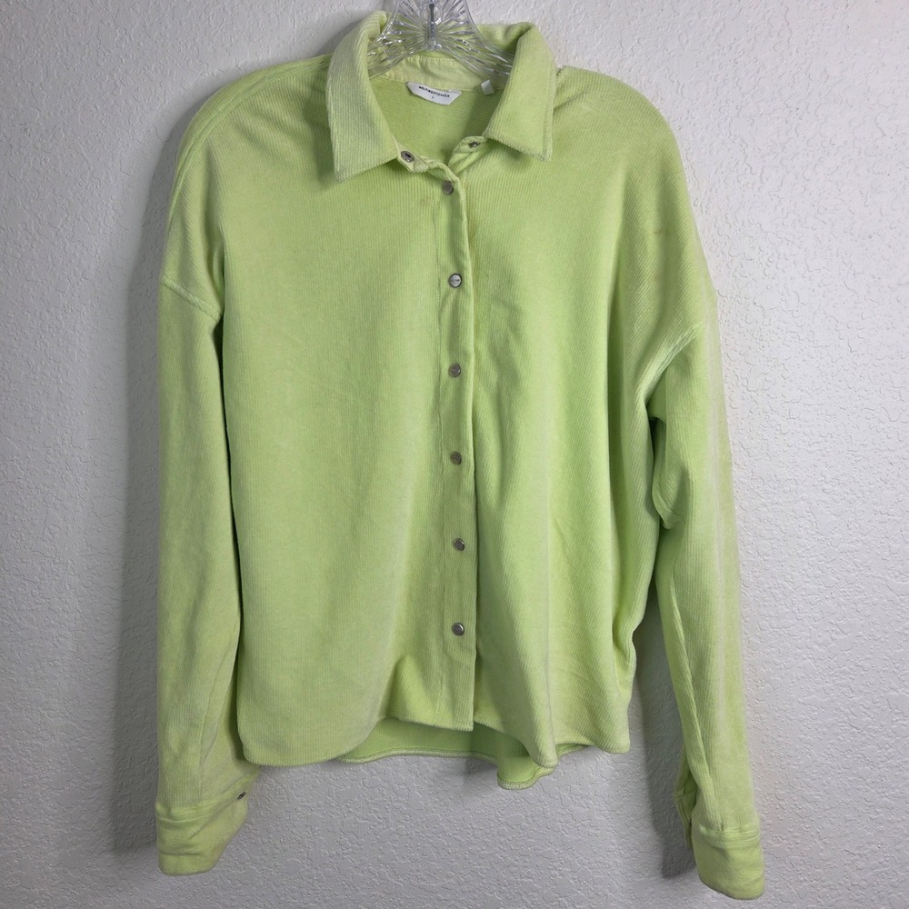 Melting Stockholm Corduroy Blouse L Neon Lime Green Oversized Art-Inspired Boho